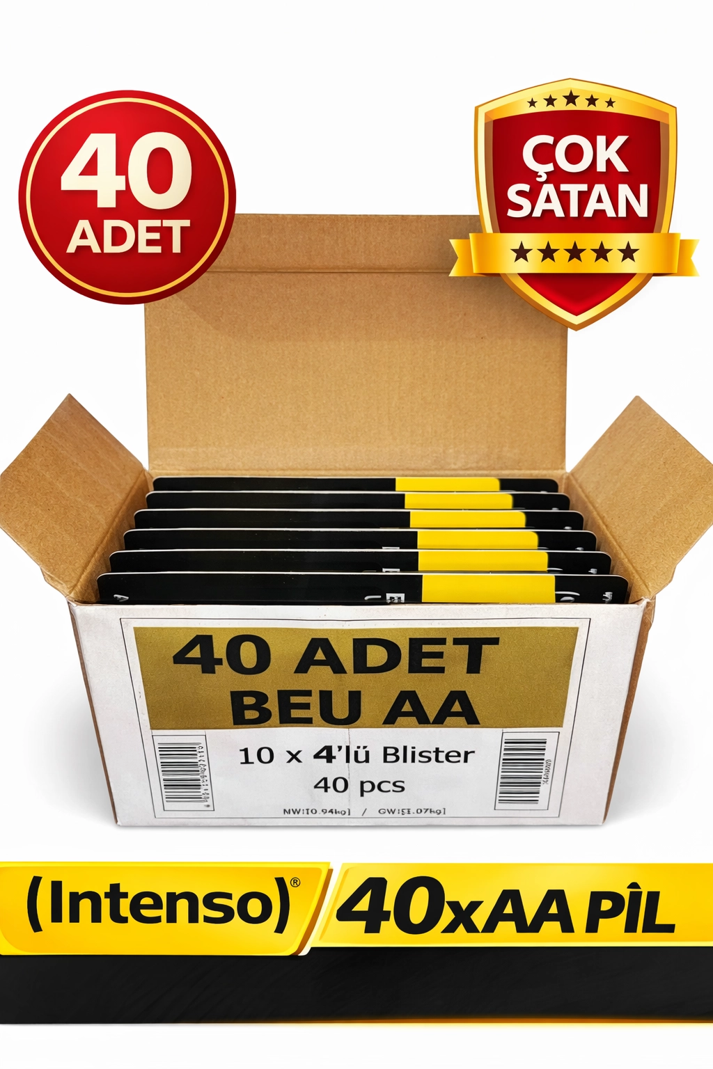 Intenso Energy Ultra AA LR6 4 Adet x 10 Lu Paket Toplam 40 adet Kalın Kalem Pil