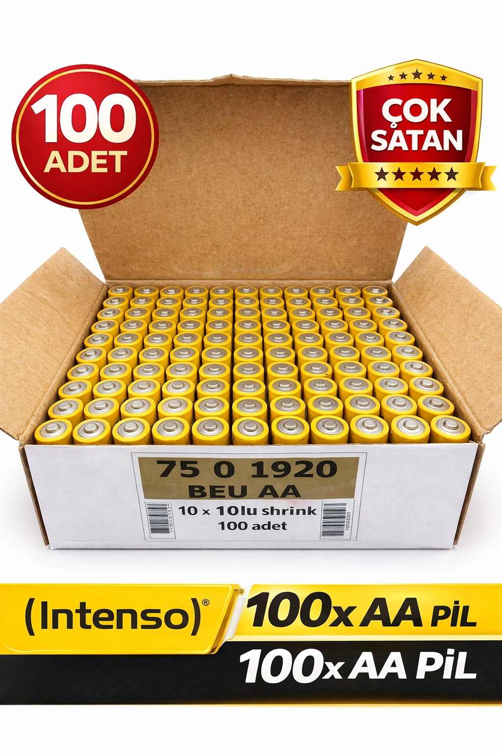 Intenso LR6 Energy Ultra 1.5V 1250 mAh 10’lu x 10 Adet Alkalin AA Kalem Pil Toplam 100 adet