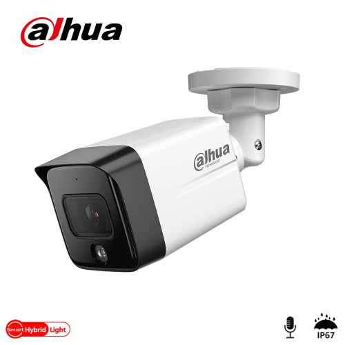 DAHUA IPC-HFW1239TC1-SA-IL-0360B, 2Mpix, 3,6mm  Lens, SD Kart, Smart Dual Light, H265+, 30Mt Gece Görüşü, Dahili Mikrofon, IP67, PoE Bullet IP Kamera