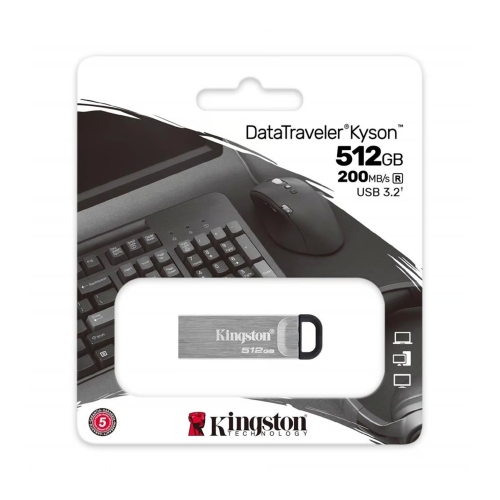 KINGSTON DTKN/512GB USB 3.2 Data Traveler Kyson Flash Disk (Siyah-Gri)