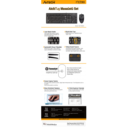 A4-Tech KM-72620D USB Standart Türkçe Q Klavye/Mouse Set