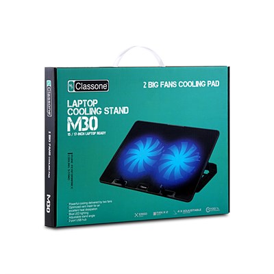 CLASSONE M30 Gaming Mavi Led Notebook Sogutucu,14-17 inch, 2 Fan, 2 USB, 4X Stand özelliği