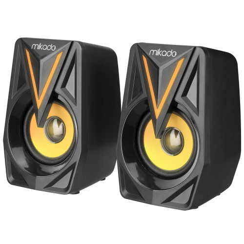 MIKADO MD-S23 GLARE, 6W, 1+1, Masaüstü, RGB Aydınlatma, USB, Siyah Kasa, Speaker