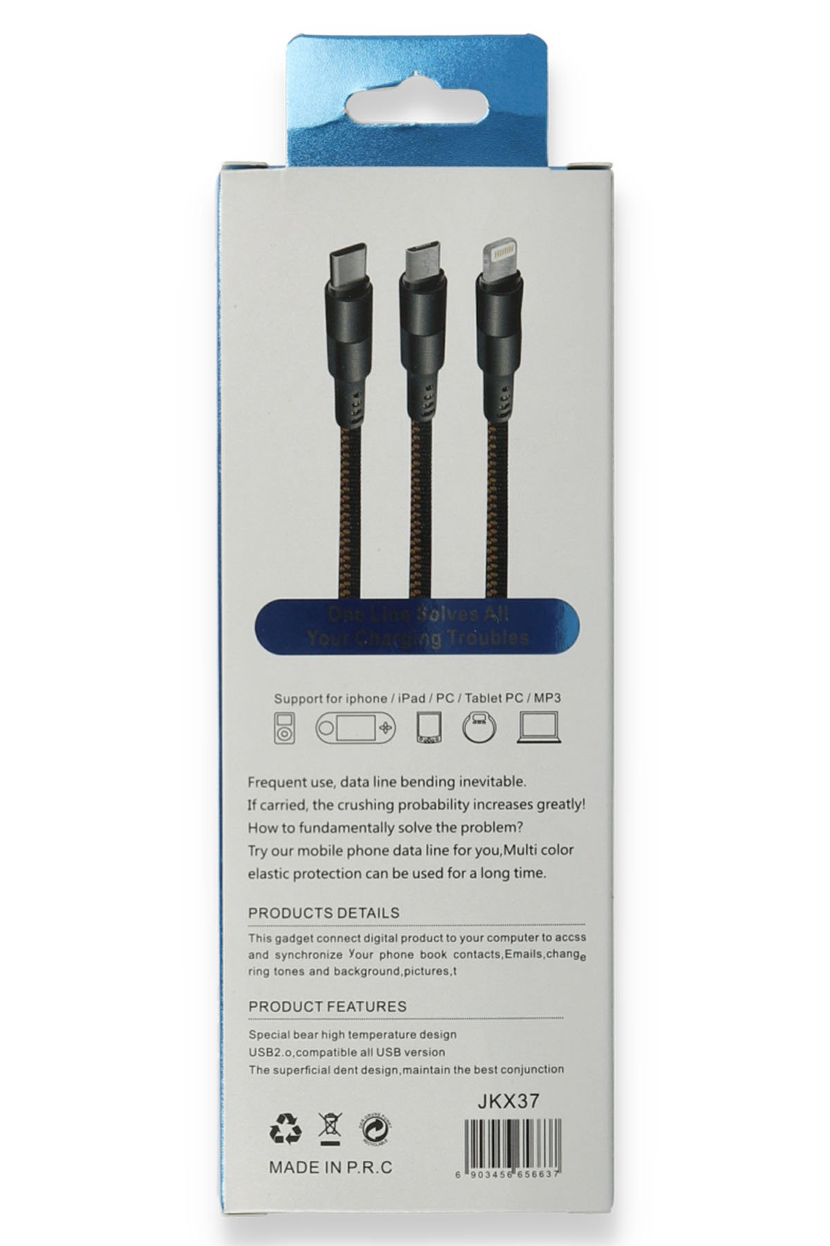 Newface JKX37 3in1 USB Kablo - Siyah