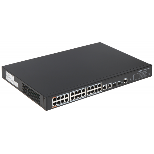 DAHUA PFS4226-24ET-360-V3, 24 Port, MegaBit, PoE 360W, 2 Port GigaBit Uplink, 2 Port GigaBit Combo SFP, Yönetilebilir, Rack Mount Switch