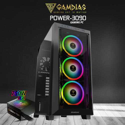 GAMDIAS POWER-3090, AMD Ryzen 9 5950X, 16Gb Ram, 500Gb SSD, 24Gb GDDR6X RTX3090 Ekran Kartı, 750W Kasa, Free Dos GAMING PC