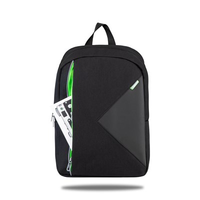 Classone PR-R200Y Lucca Serisi WTXpro Su Geçirmez Kumaş 15,6 inç Laptop Notebook Sırt Çantası-Siyah-Yeşil Astar