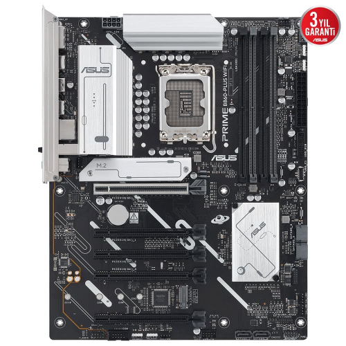 ASUS PRIME B860-PLUS WIFI, 4xDDR5, 2x M.2, HDMI, DP, Wi-Fi 6E, Bluetooth v5.3, Intel Core Ultra CPU(Seri 2), LGA1851 Soket, Gaming Anakart