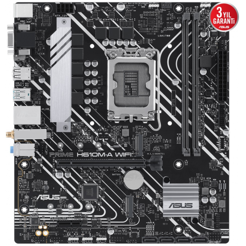 ASUS PRIME H610M-A-WIFI, 2xDDR5, M.2, D-SUB, HDMI, DP, Wi-Fi 5, Bluetooth 5.0, 12.Nesil, LGA1700 Soket, Anakart