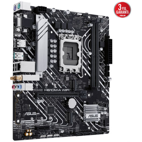 ASUS PRIME H610M-A-WIFI, 2xDDR5, M.2, D-SUB, HDMI, DP, Wi-Fi 5, Bluetooth 5.0, 12.Nesil, LGA1700 Soket, Anakart