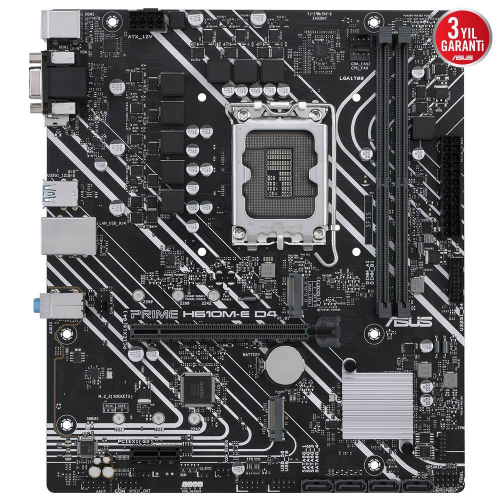 ASUS PRIME H610M-E D4-CSM, 2xDDR4, 2x M.2, D-SUB, HDMI, DP, 12-13.14.Nesil, LGA1700 Soket, Anakart