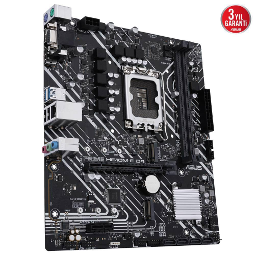 ASUS PRIME H610M-E D4-CSM, 2xDDR4, 2x M.2, D-SUB, HDMI, DP, 12-13.14.Nesil, LGA1700 Soket, Anakart