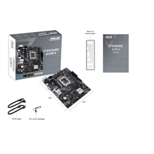 ASUS PRIME H610M-K, 2xDDR5, M.2, D-SUB, HDMI, 12-13.14.Nesil, LGA1700 Soket, Anakart