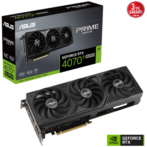 ASUS PRIME-RTX4070TIS-O16G, SUPER, 16Gb, 256Bit, GDDR6X, 1xHDMI, 3xDP GAMING Ekran Kartı