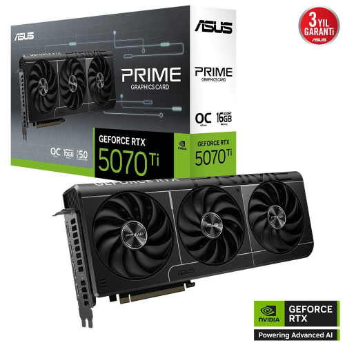 ASUS PRIME-RTX5070TI-O16G, 16Gb, 256Bit, GDDR7, 1xHDMI, 3xDP GAMING Ekran Kartı