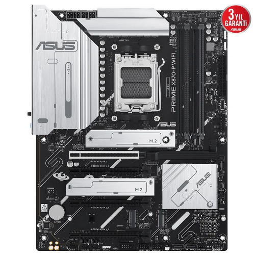 ASUS PRIME X870-P WIFI, 4xDDR5, 4xM.2, HDMI, DP, Type-C, Wi-Fi 7, Bluetooth v5.4, AM5 Soket GAMING Anakart