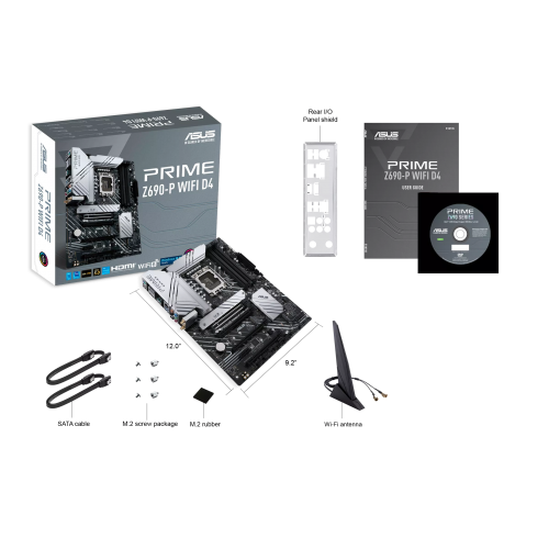 ASUS PRIME Z690-P WIFI D4, 4xDDR4, 3x M.2, HDMI, DP, Type-C, Wi-Fi 6, Bluetooth v5.2, 12.Nesil, LGA1700 Soket, ARGB Gaming Anakart