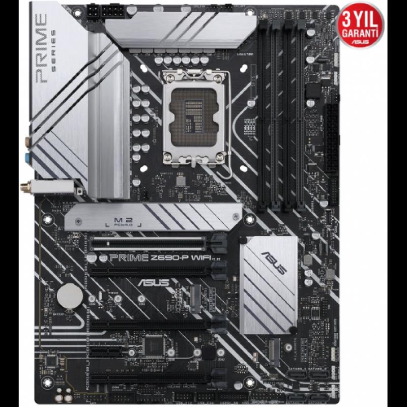 ASUS PRIME Z690-P WIFI, 4xDDR5, 3x M.2, HDMI, DP, Type-C, Wi-Fi 6, Bluetooth v5.2, 12-13.Nesil, LGA1700 Soket, ARGB Gaming Anakart