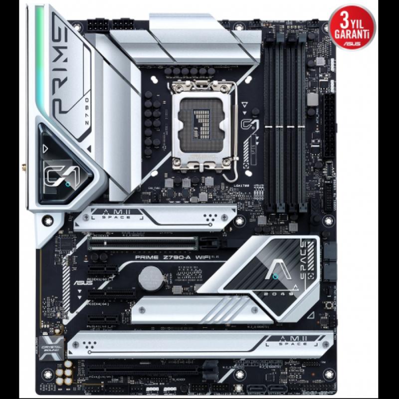 ASUS PRIME Z790-A WIFI, 4xDDR5, 4x M.2, HDMI, DP, 2xType-C, Wi-Fi 6E, Bluetooth v5.2, 12-13.Nesil, LGA1700 Soket, Anakart