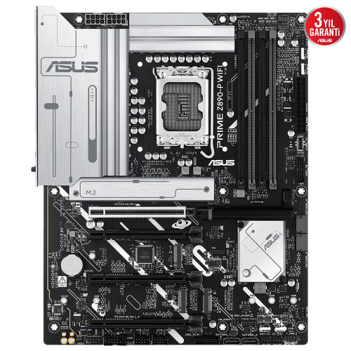 ASUS PRIME Z890-P WIFI, 7600MHz, 4xDDR5 4x M.2, HDMI, DP, 1xThunderbolt, 4xType-C, Wi-Fi 7, Bluetooth 5.4, Intel Core Ultra CPU(Seri 2), LGA1851 Soket, Gaming Anakart