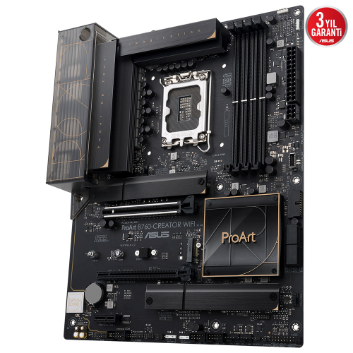 ASUS ProArt B760-CREATOR WIFI, 4xDDR5, 3x M.2, HDMI, DP, Type-C, Wi-Fi 6, Bluetooth v5.2, 12-13-14.Nesil, LGA1700 Soket, GAMING Anakart