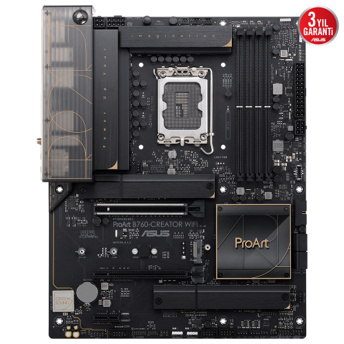 ASUS ProArt B760-CREATOR WIFI, 4xDDR5, 3x M.2, HDMI, DP, Type-C, Wi-Fi 6, Bluetooth v5.2, 12-13-14.Nesil, LGA1700 Soket, GAMING Anakart