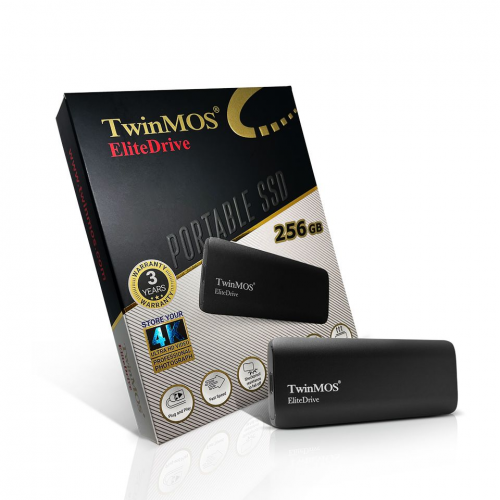 TwinMOS PSSDEGBMED32, 256GB, Taşınabilir External SSD, USB 3.2, Type-C (Dark Grey)