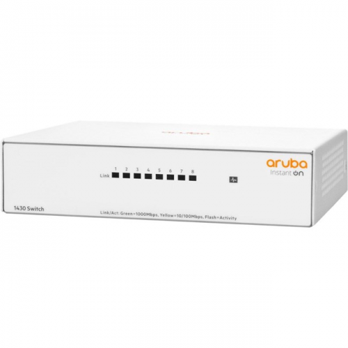 HP Aruba Instant On, R8R45A, 1430-8G, 8Port, GigaBit, Yönetilemez, Masaüstü Switch