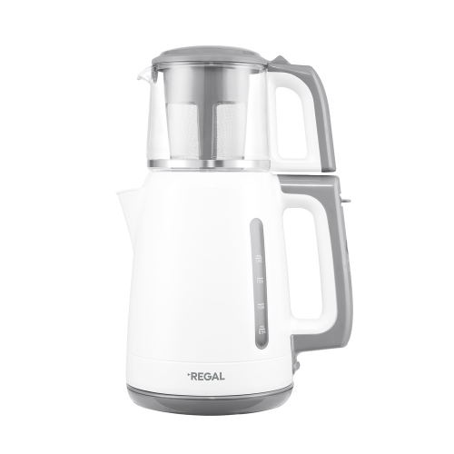 REGAL RC 1000G Cam Demlikli ÇAY MAKİNESİ, Üst Demlik 0,9 Litre, Sıcak Su 1,9 Litre, 1700W (Beyaz)