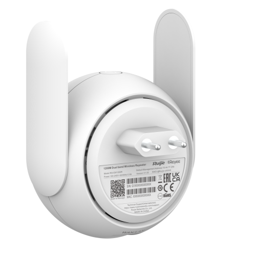 RUIJIE Reyee RG-EW1200R, 1Port, 1200Mbps, Dual Band, Wifi 5, WPS Butonu, Reyee Mesh, Menzil Genişletici