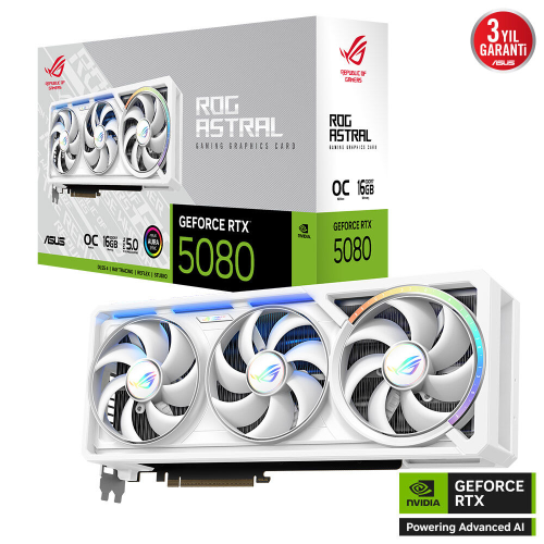 ASUS ROG-ASTRAL-RTX5080-O16G-WHITE, 16Gb, 256Bit, GDDR7, 2xHDMI, 3xDP GAMING Ekran Kartı