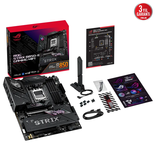 ASUS ROG STRIX B850-E GAMING WIFI, 4xDDR5, 5x M2, HDMI, DP, 2xType-C, Wi-Fi 7, Bluetooth v5.4, AM5 Soket GAMING Anakart