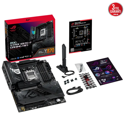 ASUS ROG STRIX X870-F GAMING WIFI, 4xDDR5, 4xM.2, HDMI, DP, Type-C, Wi-Fi 7, Bluetooth v5.4, AM5 Soket GAMING Anakart