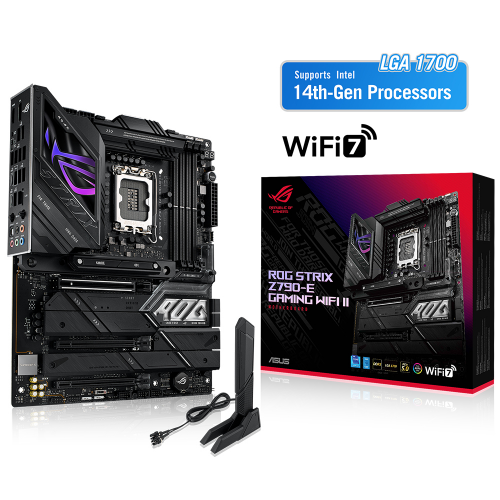 ASUS ROG STRIX Z790-E GAMING WIFI II, 4xDDR5,  5x M.2, HDMI, DP, Type-C, Wi-Fi 7, Bluetooth 5.4, 12-13-14.Nesil, LGA1700 Soket, ARGB Gaming Anakart