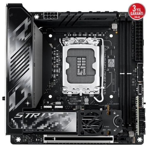 ASUS ROG STRIX Z890-I GAMING WIFI, 2xDDR5, 2xM.2, HDMI, 2xThunderbolt, 2xType-C, Wi-Fi 7, Mini ITX, Intel Core Ultra CPU(Seri 2), LGA1851 Soket, Gaming Anakart