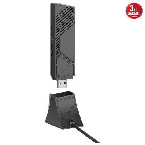 ASUS ROG USB-BE92,WIFI7, BE6500, 2882-2882-688Mbps 6GHz-5GHz-2.4GHz, 4096-QAM Desteği, WPA3 Usb Ağ Adaptörü
