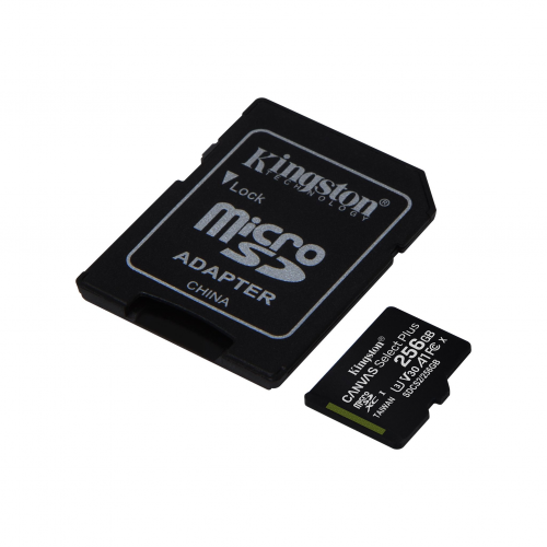 KINGSTON SDCS2/256GB, CANVAS, V30, CL10, 100Mb/s, MicroSD Kart Bellek (SD Adaptörlü)