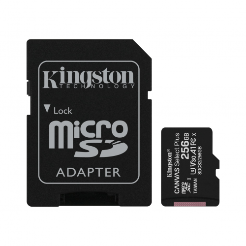 KINGSTON SDCS2/256GB, CANVAS, V30, CL10, 100Mb/s, MicroSD Kart Bellek (SD Adaptörlü)