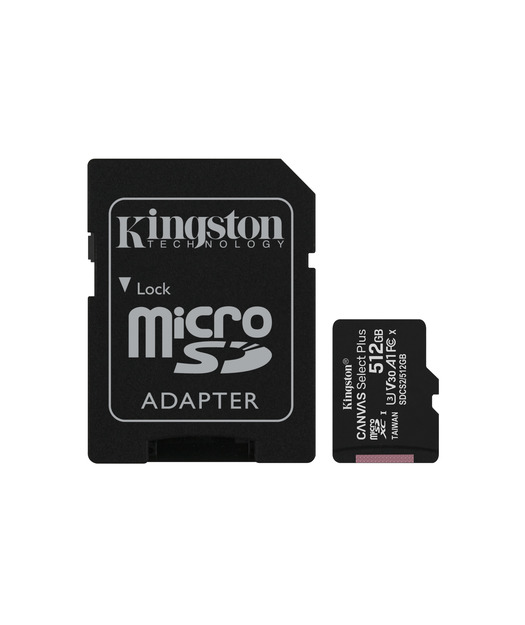 Kingston 512GB microSDXC Canvas Select Plus 100R A1 C10 Card + Adapter