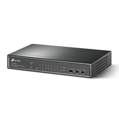 TP-LINK TL-SF1009P, 8 Port, MegaBit, PoE 65W, 1 Port Uplink, Yönetilemez, Metal Kasa, Masaüstü Switch