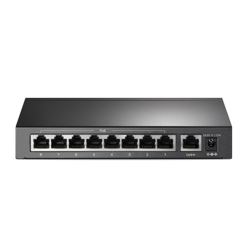 TP-LINK TL-SF1009P, 8 Port, MegaBit, PoE 65W, 1 Port Uplink, Yönetilemez, Metal Kasa, Masaüstü Switch