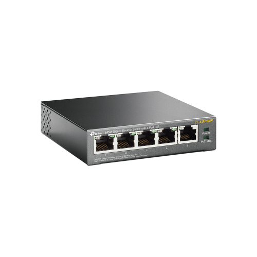 TP-LINK TL-SG1005P, 5 Port, GigaBit, 4 Port PoE 56W, Yönetilemez, Metal Kasa, Masaüstü Switch