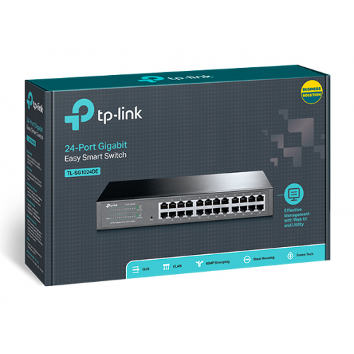 TP-LINK TL-SG1024DE, 24 Port, GigaBit, Metal Kasa, Easy Smart, Yönetilebilir, Rackmount Switch
