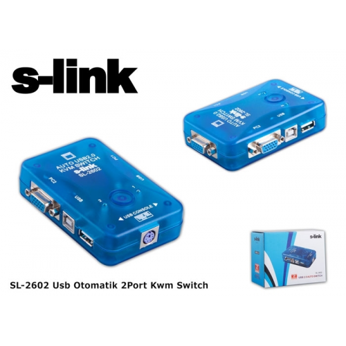 S-LINK SL-2602 AUTO KVM SWITCH 2PC / 1 USER USB
