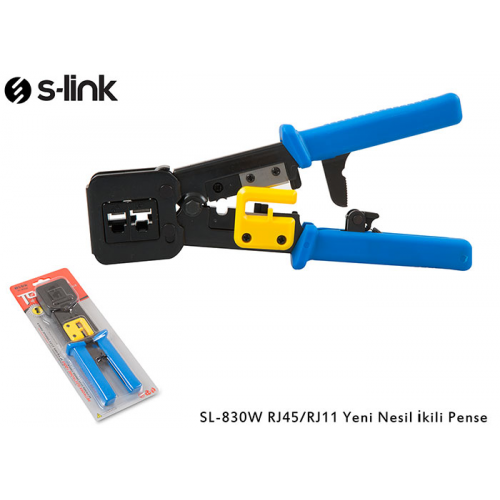 S-LINK SL-830W, RJ45/RJ11 ikili Pense,  Yeni Nesil Kablo Ucu Konnektör Sıkma Pensesi