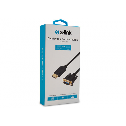S-LINK SL-DS588, Display Port (DP) To VGA 1,8Metre Kablolu Çevirici