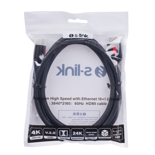S-LINK SL-HDM4K011, 4K UHD, HDMI v2,0 Kablo.1,5mt. 60Hz. Kablo