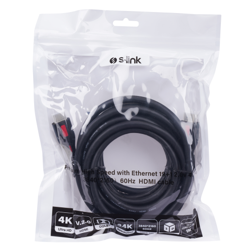 S-LINK SL-HDM4K105, 4K UHD, HDMI v2,0 Kablo. 5mt. 60Hz. Kablo