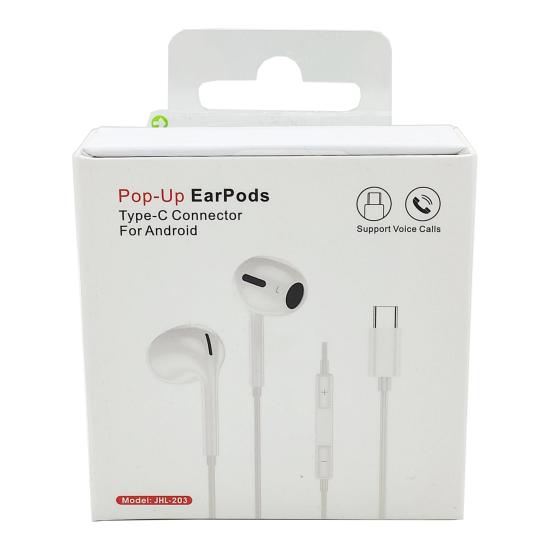 TYPE-C ’’Tüm Telefonlara Uyumlu’’ Kablolu Mikrofonlu Kulaklık Pop-Up EarPods JHL-203