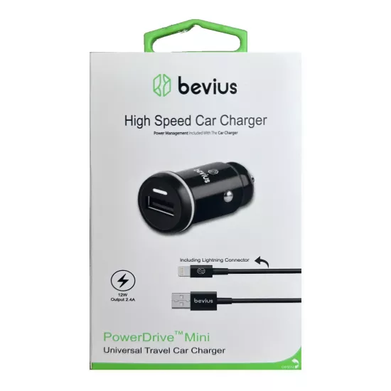Lightning Siyah 12W Kablolu Araç Şarj Cihazı BVS-AU503